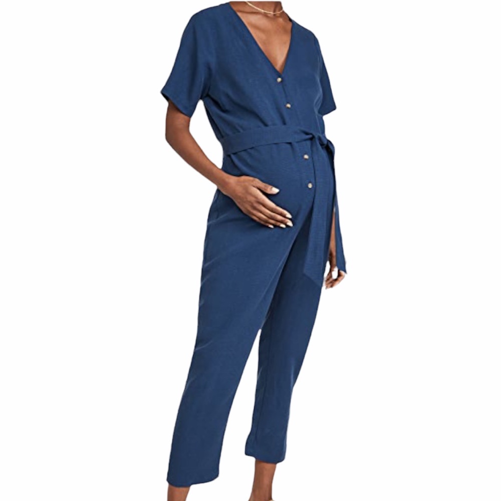 Hatch Noelle Linen blend maternity jumpsuit size I/S